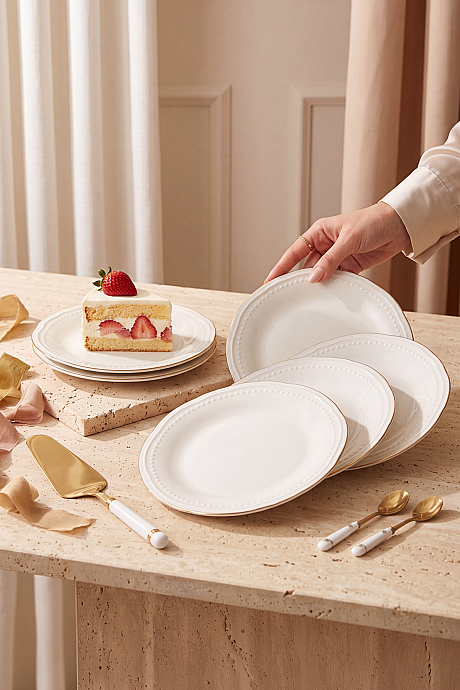 Beliz 6 Parça 19 cm Altın Fileli Pasta Takımı - 1