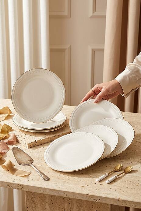Beliz 6 Parça 19 cm Altın Fileli Pasta Takımı - 2