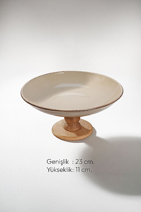 Elegance 23 cm Ahşap Ayaklı Sunum Tabağı - 