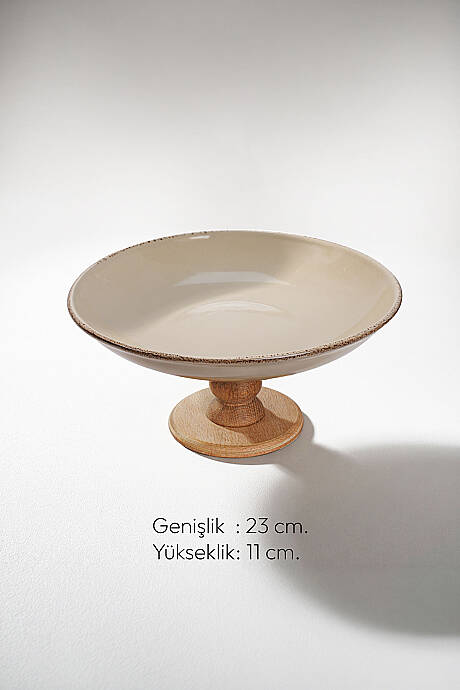 Elegance 23 cm Ahşap Ayaklı Sunum Tabağı - 2