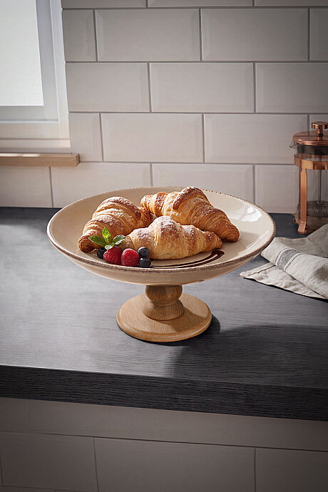 Elegance 23 cm Ahşap Ayaklı Sunum Tabağı - 
