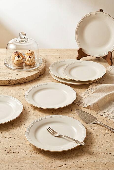 Gamze 6 Parça 19 cm Altın Fileli Pasta Takımı - 1