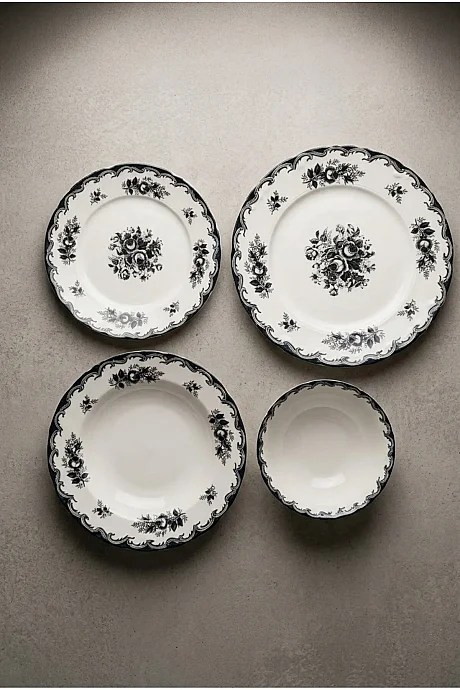 Tulu Porselen Black Rose 24 Parça 6 Kişilik Yemek Takımı - 3