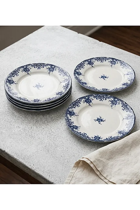 Tulu Porselen Blue Harmony 6 Parça 25 Cm Servis Tabağı - 3