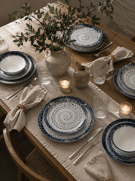 Tulu Porselen Blue Spiral 24 Parça 6 Kişilik Yemek Takımı - 3