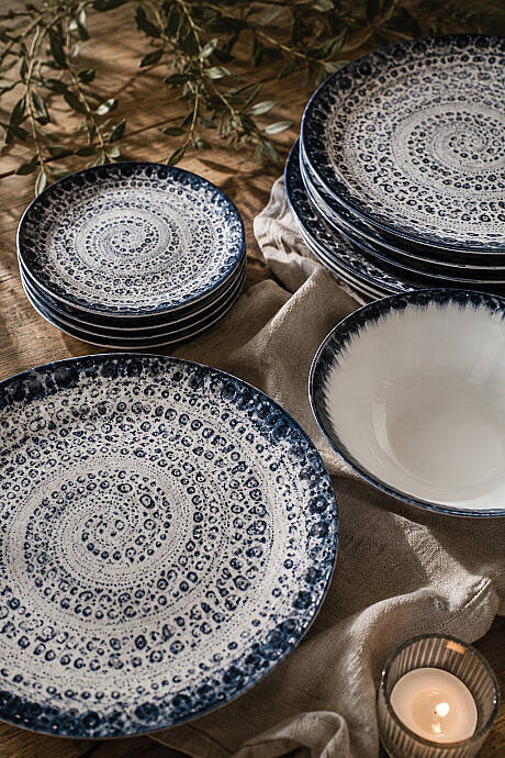 Tulu Porselen Blue Spiral 24 Parça 6 Kişilik Yemek Takımı - 4