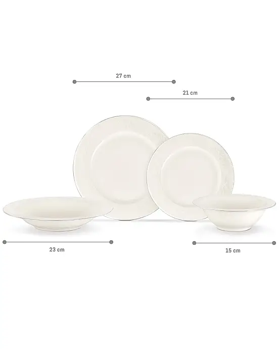 Tulu Porselen Burçak 24 Parça Yemek Takımı - Krem / Platin - 5