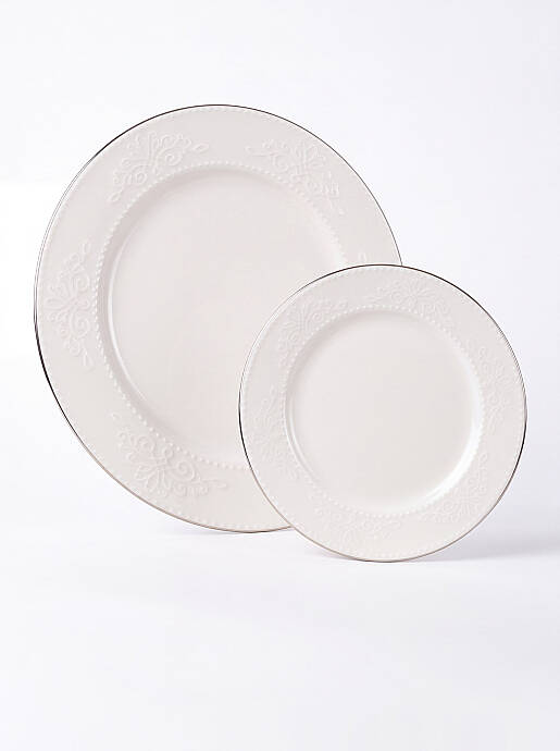 Tulu Porselen Burçak 24 Parça Yemek Takımı - Krem / Platin - 3