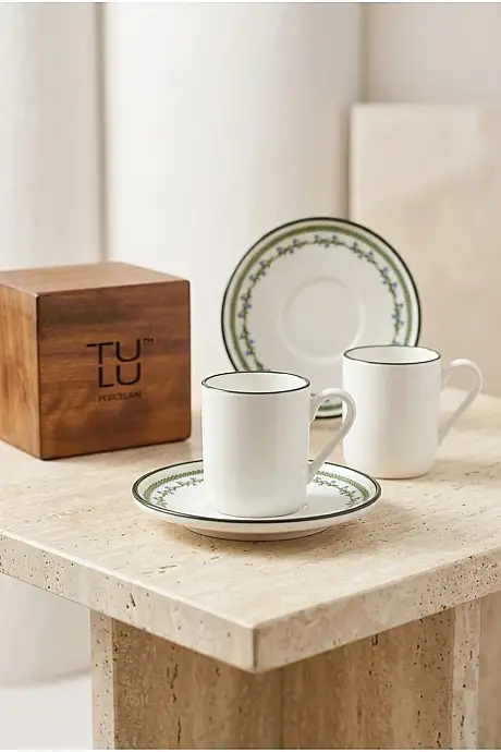 Tulu Porselen Gardenia 4 Parça 2 Kişilik Kahve Fincan Takımı - 1