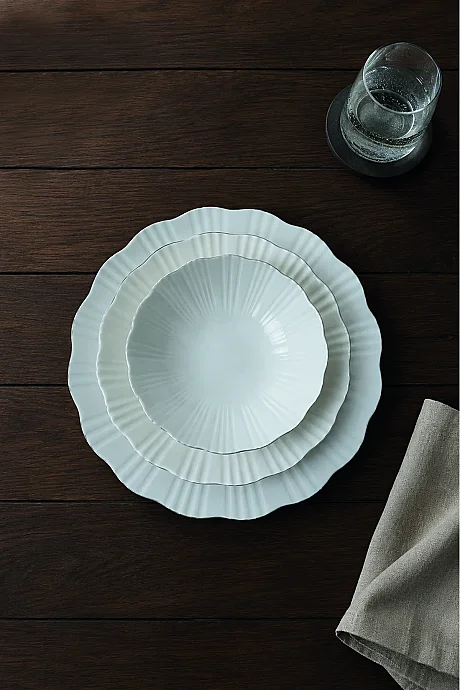 Tulu Porselen İnci 24 Parça 6 Kişilik Yemek Takımı Platin - (1)