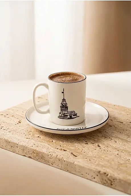 Tulu Porselen İstanbul Collection 12 Parça 6 Kişilik Kahve Fincan Takımı - 4