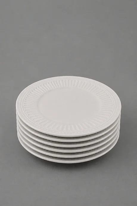 Tulu Porselen Merve 6 Parça 19 Cm Düz Pasta Tabağı Krem - 2