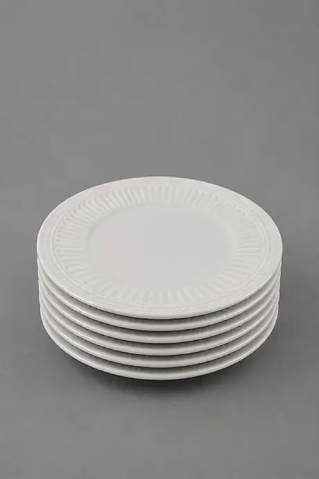 Tulu Porselen Merve 6 Parça 19 Cm Düz Pasta Tabağı Krem - 2