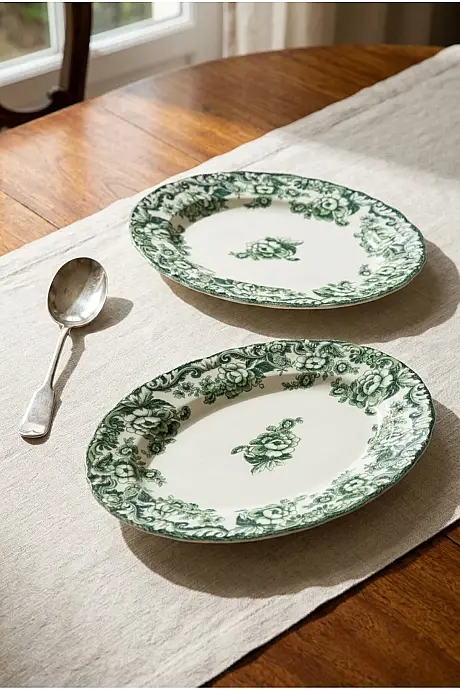 Tulu Porselen Miras 2 Parça 25 Cm Kayık Tabak DB5315 - 1