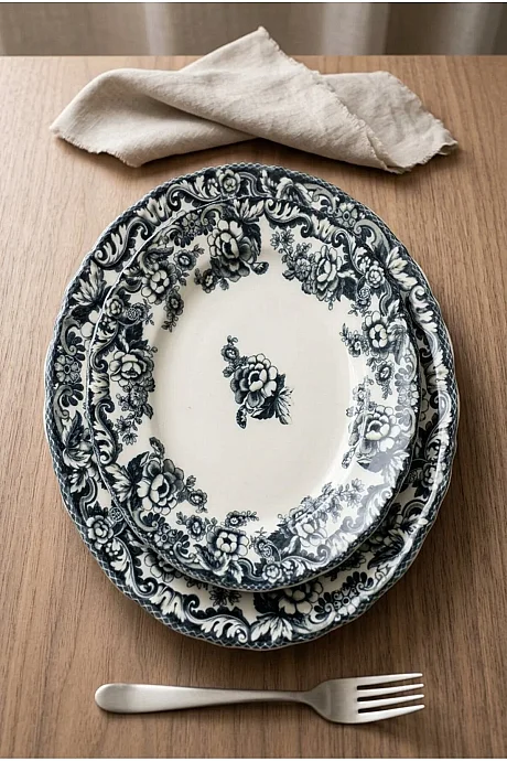 Tulu Porselen Miras 2 Parça 25 Cm Kayık Tabak DB5314 - 3