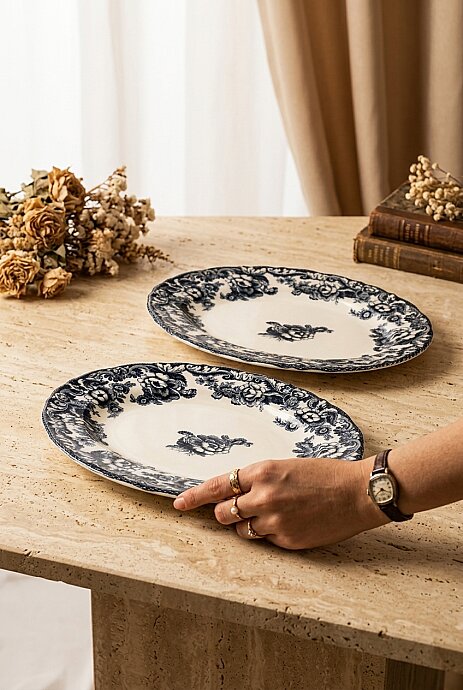 Tulu Porselen Miras 2 Parça 25 Cm Kayık Tabak DB5314 - 