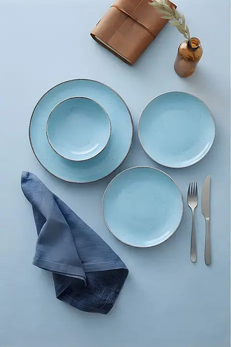 Tulu Porselen Rain Blue 24 Parça 6 Kişilik Yemek Takımı - 3