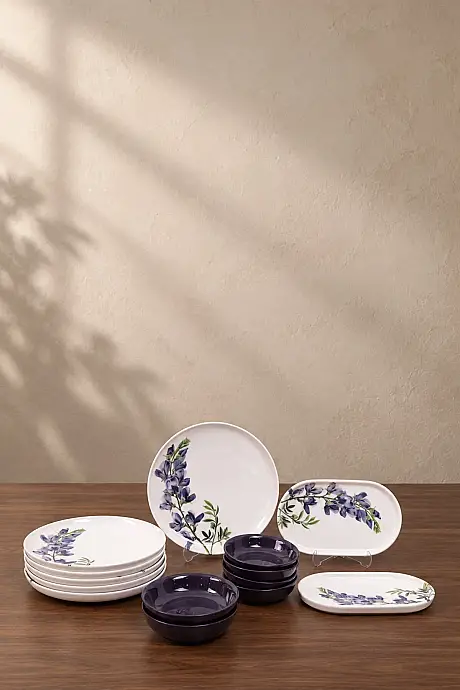 Tulu Porselen Royal Purple 14 Parça 6 kişilik Kahvaltı Takımı - 3