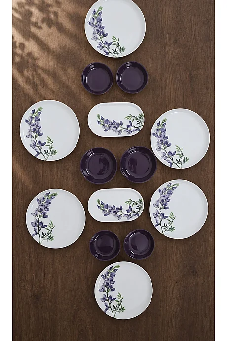 Tulu Porselen Royal Purple 14 Parça 6 kişilik Kahvaltı Takımı - 5