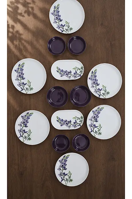 Tulu Porselen Royal Purple 14 Parça 6 kişilik Kahvaltı Takımı - 5