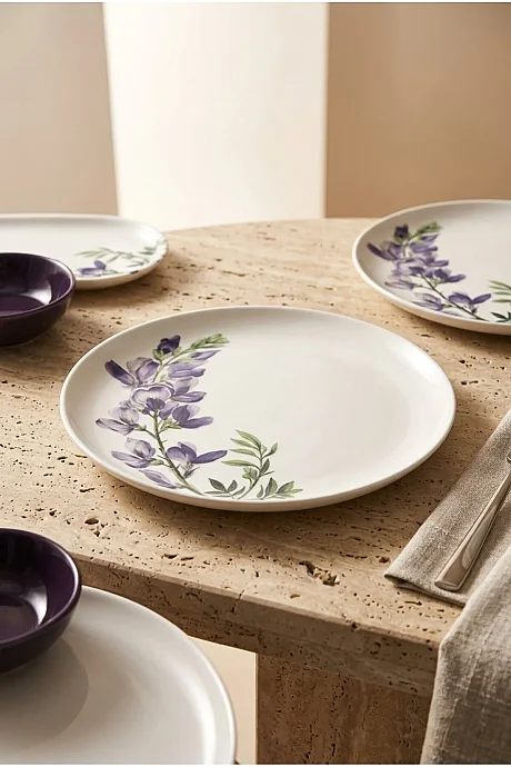 Tulu Porselen Royal Purple 14 Parça 6 kişilik Kahvaltı Takımı - 1