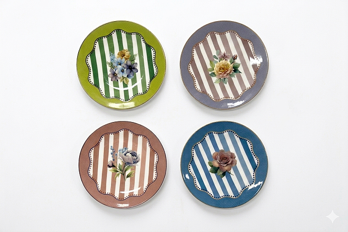 ROYALE MASION 19 CM PASTA TABAĞI DIGITAL DEKOR 4 LÜ - TULU PORSELEN