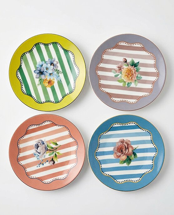 Tulu Porselen Royale Masion 4 Parça 19 Cm Porselen Pasta Sunum Tabağı - 