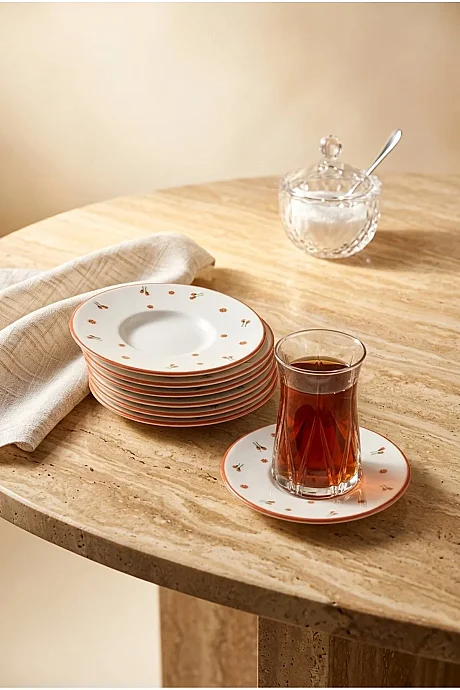 Tulu Porselen Terra Flora 6 parça 13 cm Çay Tabağı Seti - 1