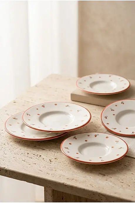 Tulu Porselen Terra Flora 6 parça 13 cm Çay Tabağı Seti - 2