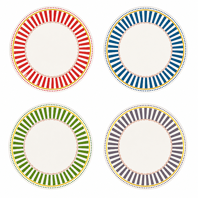 TIVORA 19 CM PASTA TABAĞI DIGITAL DEKOR 4 LÜ - TULU PORSELEN