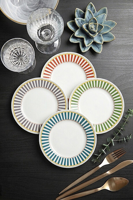 Tulu Porselen Tivora 4 Parça 19 Cm Pasta Tabağı - TULU PORSELEN