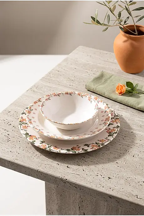 Tulu Porselen Vintage Goblen 18 Parça 6 Kişilik Yemek Takımı - 2