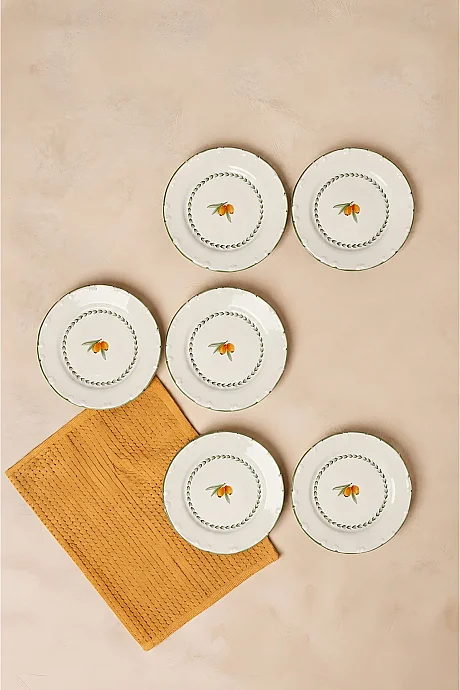 Tulu Porselen Zesta 6 Parça 19 Cm Porselen Pasta Tabağı - 3