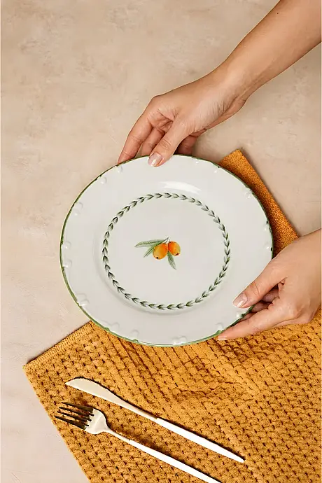 Tulu Porselen Zesta 6 Parça 19 Cm Porselen Pasta Tabağı - 2