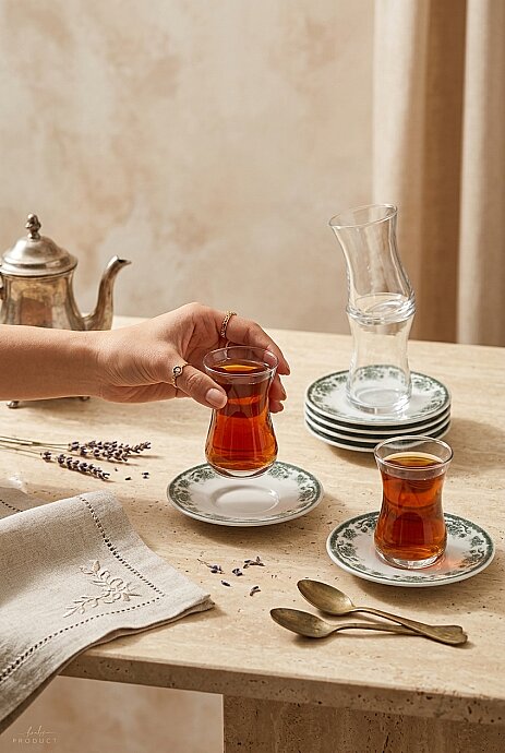 Yadigar 12 Parça 6 Kişilik Çay Seti Yeşil - 