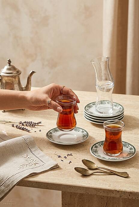Yadigar 12 Parça 6 Kişilik Çay Seti Yeşil - 4